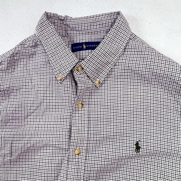 Polo Ralph Lauren Plaid Button Down Shirt XXL Blue White Long Sleeve Classic Fit - Picture 1 of 8